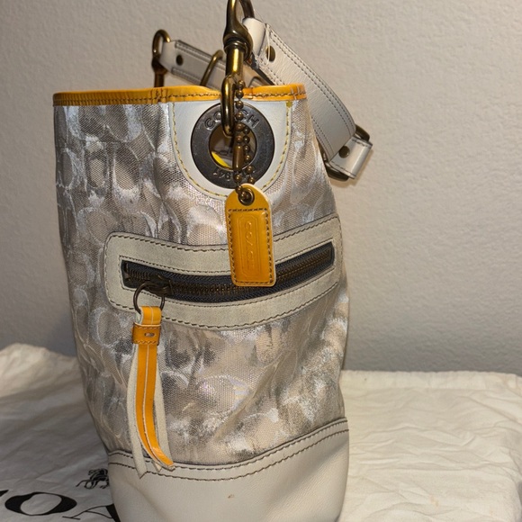 Coach Vintage Signature Tote in Silver, White, and Yellow - Picture 7 of 13